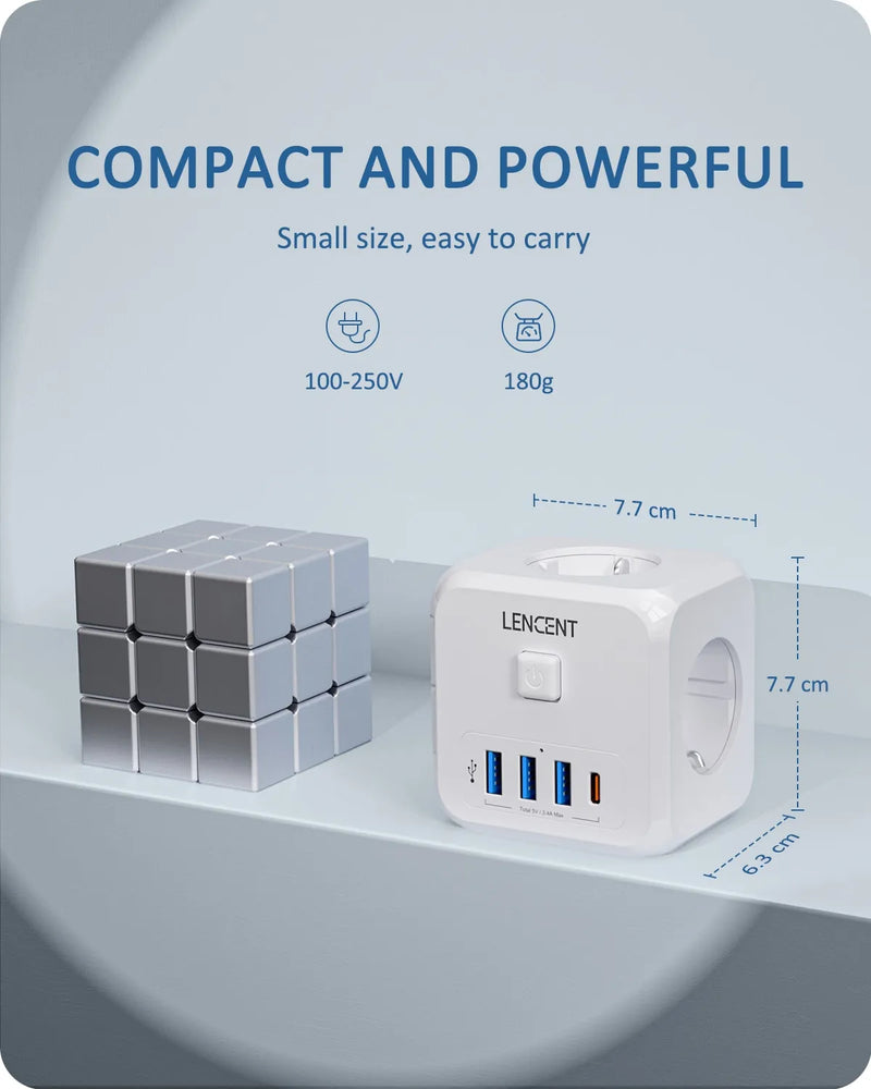 Multi Adaptador de Tomadas Lencent 7 em 1 Antichamas até 750ºC